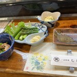 むら松 - 茹でアスパラガス、あんきも
