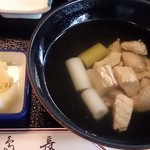 Tori Chou - 鳥長 ＠亀戸 日替り定食のねぎま汁と白菜の漬物