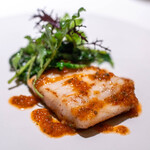 レストラン オオツ - 2024.11 常磐沖産エドアブラザメ チョリソと発酵パプリカのソース