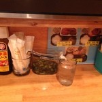 酒処 つがる - 201405　つがる　卓上　※「青胡瓜」「おしぼり」あります(^_^)/