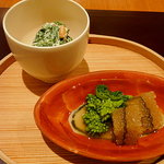 一凛 - 子持ち昆布と菜の花　菊菜と柿