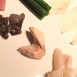 銀座 水野 - お造り：おこぜのうすつくり・胃袋・皮・肝・メジマグロ