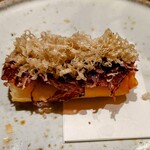 肉割烹 上 - ブルーチーズの春巻きと和牛の生ハムとトリュフ