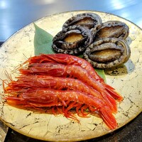 鉄板焼 石狩 - 活蝦夷鮑 スペイン産カラビネーロ