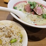 Rock’anDo - だだちゃ豆ビシソワーズ＋枝豆とベーコン炊き込みご飯