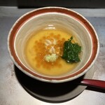 鮨 惣五郎 - たらの白子茶碗蒸し　いくら春菊