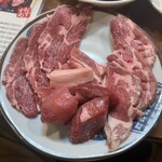 炭焼き成吉思汗 やまか - 盛り合わせ　※左からマトン肩ロース、生ラム、ラム肩ロースです。見るからに美味しそうです！