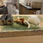 鮨 七海 - 干瓢巻き。シャリの酸味、干瓢の甘さ、海苔の香りが三位一体。美味しい干瓢巻きでした。べったら漬けとの相性も良し！