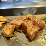 鉄板焼 石狩 - 二回目の白老和牛サーロインステーキをレアで