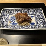 いわさき - カマスの焼き物、下は栗ペースト旨し