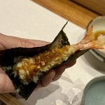 天婦羅 みやしろ - 海老天海苔巻