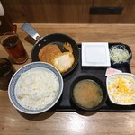 吉野家 - ハムエッグ納豆定食、ドリンクバー