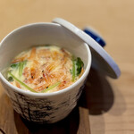 すしやのたい悟 - 桜海老の茶碗蒸し。百合根・下足・貝柱などの具沢山海鮮茶碗蒸し✨ほっこり、温まります(*ˊ˘ˋ*)｡♪:*°