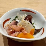 すしやのたい悟 - 酢の物盛り合わせ。赤貝ひも・帆立・タコ・鯖・青柳。どれも鮮度抜群です✩.*˚