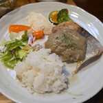 キッチン ブルー グローブ - ワンプレートにして