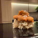 札幌 鮨 よこ田 - 昆布森雲丹のデザート