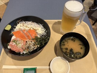 Eat it! - 3番　サーモンねぎトロ丼　スーパードライ中