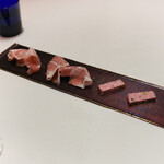 レストラン ラ フィネス - 尾島さんの生ハムといちじく、猪肉のパテドカンパーニュ