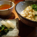 味とく家 - ちりめんご飯と香の物