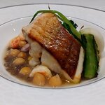 リストランテ ラ ソリア - ホウボウ、海老とひよこ豆のスープ仕立て（2024.10）