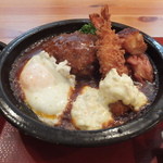 手づくり料理とお酒 くにみ - 【鎌倉定食（ハンバーグ、もも焼き、海老フライ）】