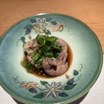 炭火焼寝床 心斎橋本店 - お通し   肝のポン酢 プリプリ