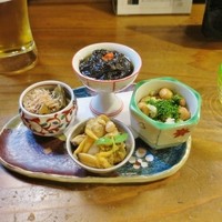 巽蕎麦 志ま平 - 山海月と浅利煮・生海苔・出汁大豆