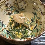 富小路 やま岸 - 菊菜と蟹身と天然なめこ和え