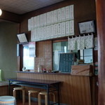 信濃屋 - 座敷からの眺めです　メニューは饂飩と蕎麦がメインで、カレーやおかず（アジフライ、野菜天、もつ煮、メンチ）と半ライスを併せた定食もあります