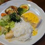 キッチン ブルー グローブ - ワンプレートにして