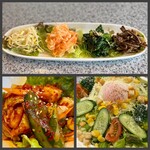焼肉ハウスつるみ - ナムル、キムチ、シーザーサラダ