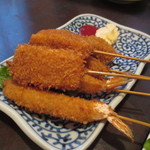 おやじ - 2014年5月　串揚げ（チーズ、ホタテ、海老）
