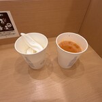 快活CLUB - 料理写真:いつものように野菜ジュースと背徳感のあるソフトクリーム。