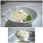 RESTAURANT L'EQUITERRE - ＊コンポートは洋酒が効き大人の味わいですが、塩アイスやブラマンジェと共に頂くと美味しいこと。 ボリュームもたっぷり。