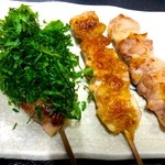 Teshigotoya Fukurou - 大山鶏３種串焼き800円（税別）