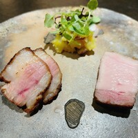 十皿 - アグー豚のロースト　鳴門金時のディップ