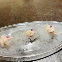 十皿 - 淡路産丸ハゲのカルパッチョ　すだち泡