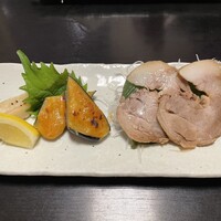 寿し心 なかむら - 煮豚と茄子の西京味噌焼きとエリンギのソテー