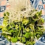 桜梅桃李 - パクチーの熱々葱油の温サラダ