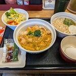 なか卯 - とろ玉親子丼+サラダとハイカラうどん小セット