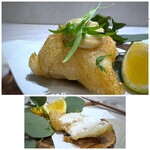 RESTAURANT L'EQUITERRE - ＊衣はカリカリ食感、白子はクリーミーで美味しいですね。ほんと白子って美味しい。(*´～｀*) そのまま頂いても美味しいのですが、ソースやかぼすをかけるとまた愉しめます。