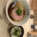 鴨そば さわ田 ヨドバシ横浜店 - 鴨だし中華そばお茶漬けセット(山葵)1,100円