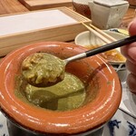 天婦羅 みやしろ - 鮑のしゃぶしゃぶ 肝のスープで