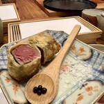 天婦羅 みやしろ - シャトーブリアンの湯葉巻き天婦羅