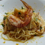 毛蟹と武雄産竹の子のビベッティーネ　カラスミがけ