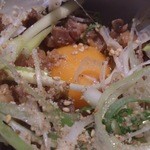 ももや精肉堂 - かしわ飯＠250円にねぎ玉子トッピング＋50円