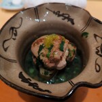 銀座 しのはら - 近江鴨、近江蕪の春菊の餡掛け