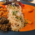 cafe boo & passion et nature - あいがけカレー　キーマとバターチキン