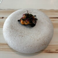 レミニセンス - 北海道の生雲丹、蒸してほぐした毛蟹、あおさ海苔、ハーブなどを海苔のチップに乗せて
