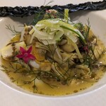 デュ・ヴァン・ハッシシ - 蒸し鮟鱇(あんこう)のナージュ仕立て、昆布オイル